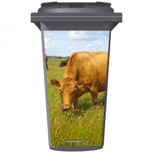 Cow In A Meadow Wheelie Bin Sticker Panel